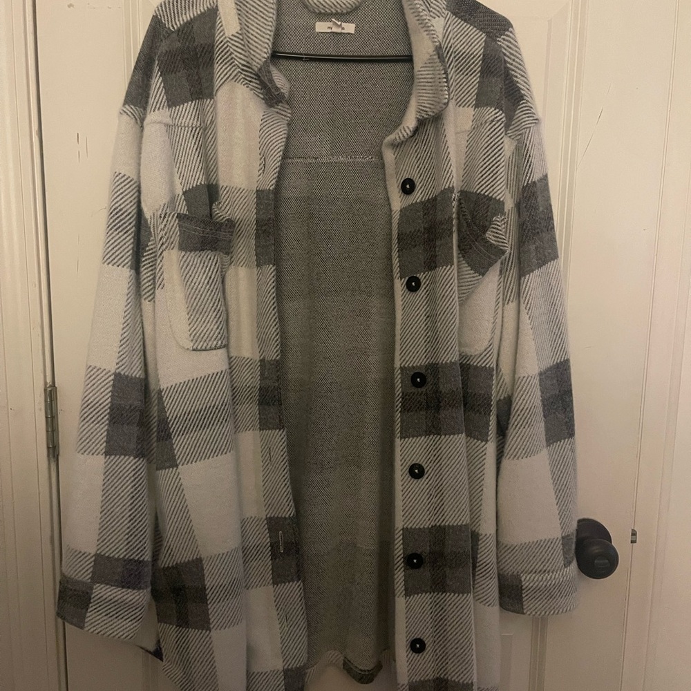 Plaid Button-Up Shirt Jacket